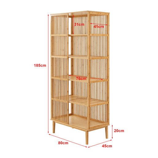 Estante de pé Trundholmem bambu de 5 níveis 185 x 80 x 45 cm - Cor natural en.casa