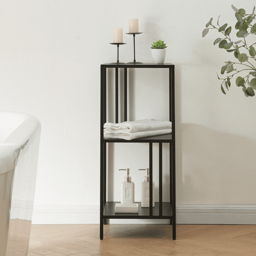 Estante de chão Kumlingede 3 níveis em aço de design industrial 80 x 35 x 35 cm - Preto en.casa