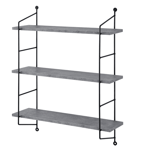 Estante de parede Ösel com 3 prateleiras estrutura em aço 64 x 48 x 15 cm - Efeito betão en.casa