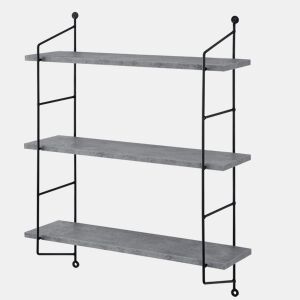 Estante de parede Ösel com 3 prateleiras estrutura em aço 64 x 48 x 15 cm - Efeito betão en.casa
