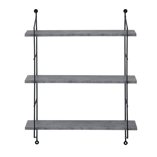 Estante de parede Ösel com 3 prateleiras estrutura em aço 64 x 48 x 15 cm - Efeito betão en.casa
