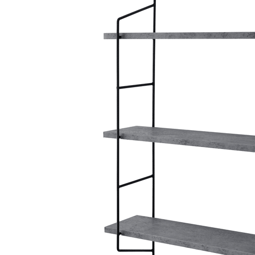 Estante de parede Ösel com 3 prateleiras estrutura em aço 64 x 48 x 15 cm - Efeito betão en.casa