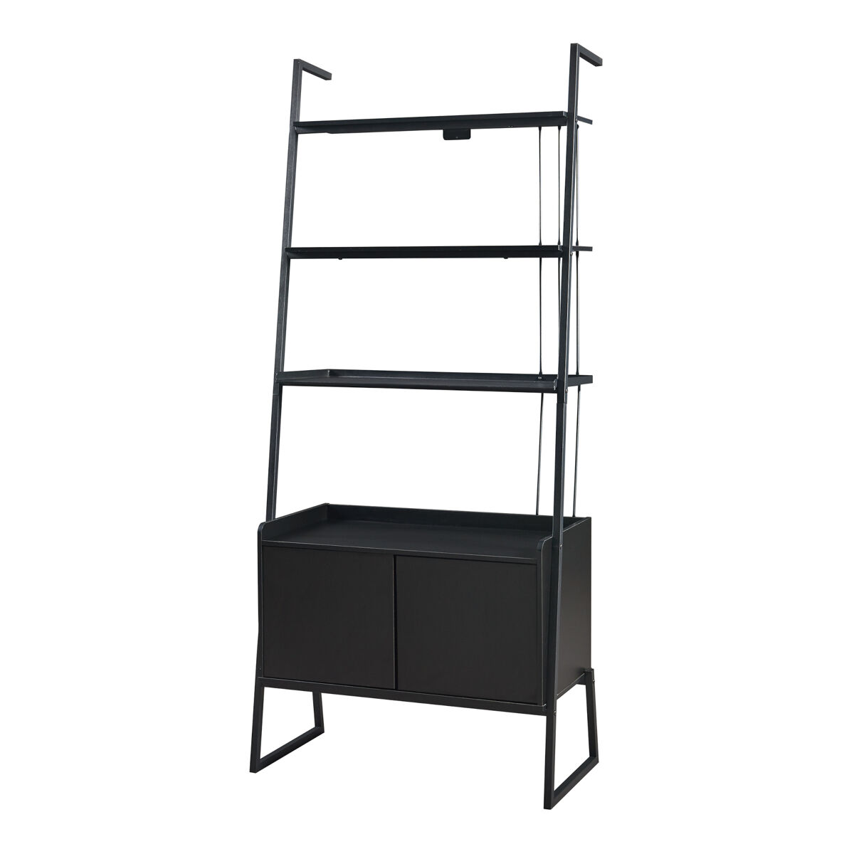 Estantería escalera storfjord de 5 niveles con armario 184x80x40cm - negro [en.casa]