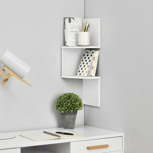 Estante de parede de design retro branca mate (60,9x19,5x19,5cm) en.casa