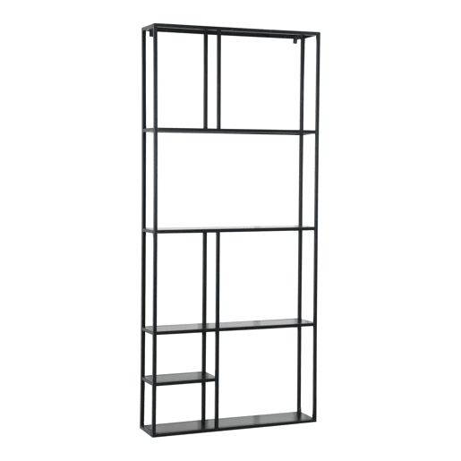Estante de parede Jämijärvi com 8 compartimentos abertos em aço 180 x 80 x 18 cm - Preto mate en.casa