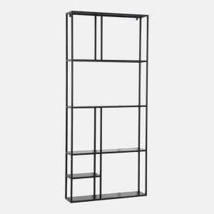 Estante de parede Jämijärvi com 8 compartimentos abertos em aço 180 x 80 x 18 cm - Preto mate en.casa