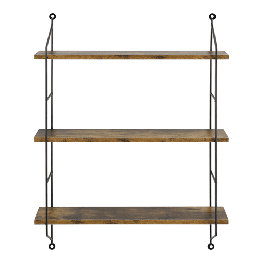 Estante de parede Ösel com 3 prateleiras estrutura em aço 64 x 48 x 15 cm - efeito madeira tom escuro en.casa