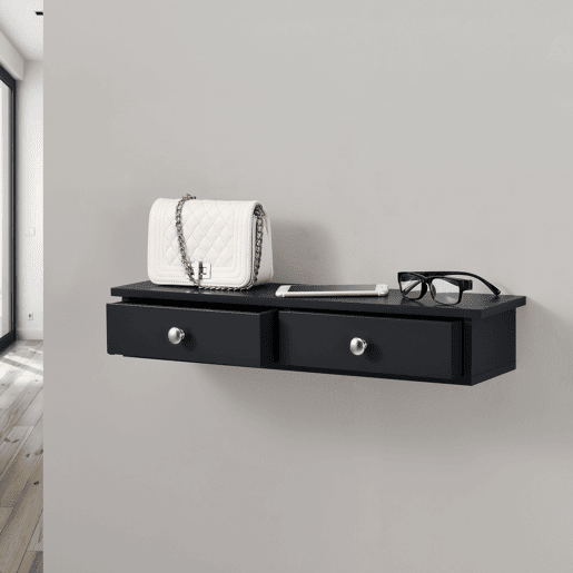Prateleira de parede Geeste com 2 gavetas 60x15x10cm Preto en.casa