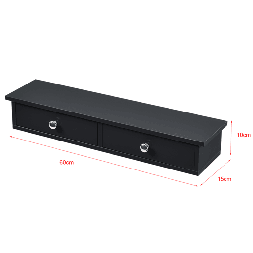 Prateleira de parede Geeste com 2 gavetas 60x15x10cm Preto en.casa