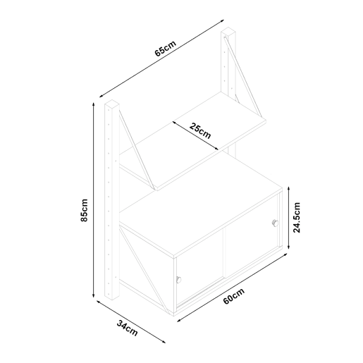 Estante de parede Tingvoll com portas 85x65x34cm - Bambu en.casa