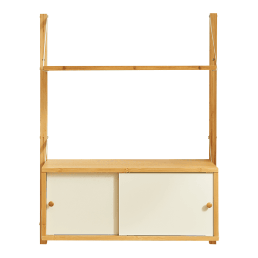 Estante de parede Tingvoll com portas 85x65x34cm - Bambu en.casa