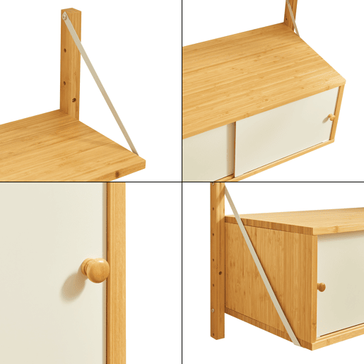 Estante de parede Tingvoll com portas 85x65x34cm - Bambu en.casa