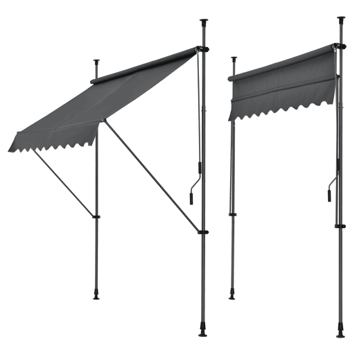Toldo articulado com armação de haste enrolável - aço  poliéster 400 x 120 x 220-309 cm cinzento pro.tec