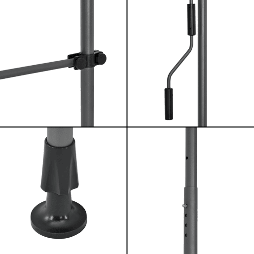 Toldo articulado com armação de haste enrolável - aço  poliéster 400 x 120 x 220-309 cm cinzento pro.tec