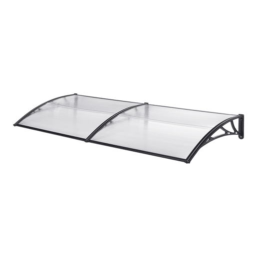 Toldo exterior Mellerud para portas com proteção policarbonato  plástico 240 x 100 cm - Transparente e Preto en.casa
