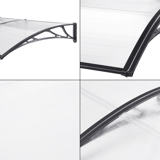 Toldo exterior Mellerud para portas com proteção policarbonato  plástico 240 x 100 cm - Transparente e Preto en.casa