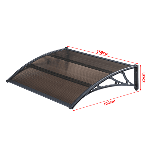 Toldo exterior Mellerud para portas com proteção policarbonato plástico 150 x 100 cm - Preto e castanho en.casa Toldo exterior Mellerud para portas com proteção policarbonato plástico 150 x 100 cm - Preto e castanho en.casa
