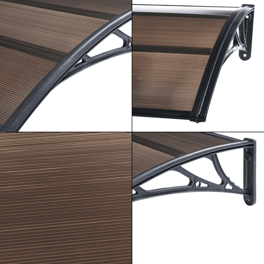 Toldo exterior Mellerud para portas com proteção policarbonato plástico 150 x 100 cm - Preto e castanho en.casa Toldo exterior Mellerud para portas com proteção policarbonato plástico 150 x 100 cm - Preto e castanho en.casa