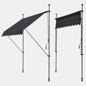 Toldo articulado com varas telescópicas 300 x 120 x 220-309 cm Preto pro.tec
