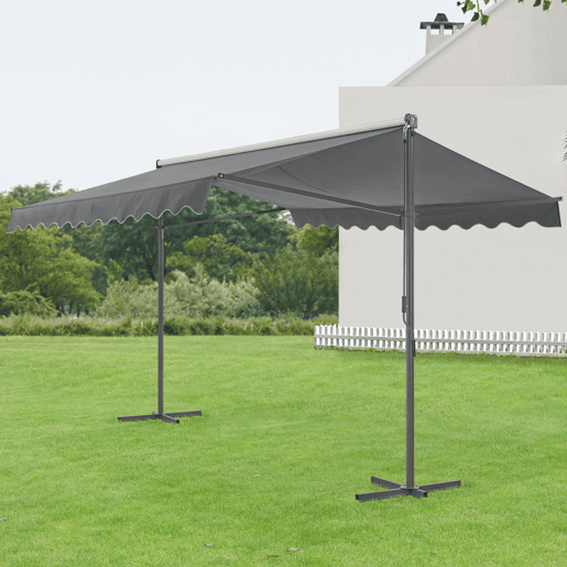 Toldo de pé Selenizza impermeável com manivela manual 500 x 300 x 260 cm cinzento escuro pro.tec