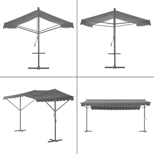 Toldo de pé Selenizza impermeável com manivela manual 500 x 300 x 260 cm cinzento escuro pro.tec