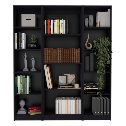 Hidra Elegance Combo: Set de Três Bibliotecas com Design Minimalista, Grande Estilo e Espaços Abertos para Exposição