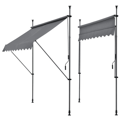 Toldo articulado com varas telescópicas 300 x 120 x 220-309 cm Cinzento médio pro.tec