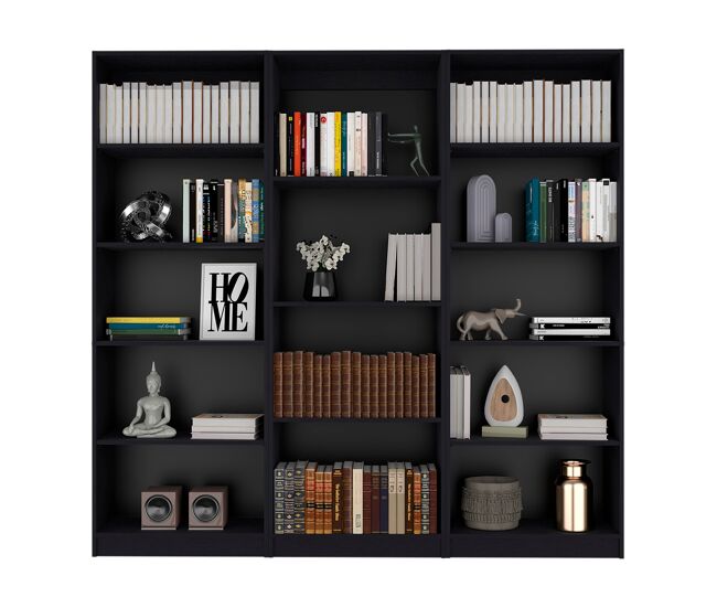 Galen living triple: combo de bibliotecas modernas, estilo atemporal y funcionalidad óptima para salones contemporáneos