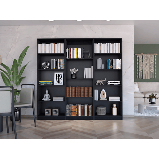 Galen Living Triplo: Combo de Bibliotecas Modernas, Estilo Atemporal e Funcionalidade Ótima para Salões Contemporâneos