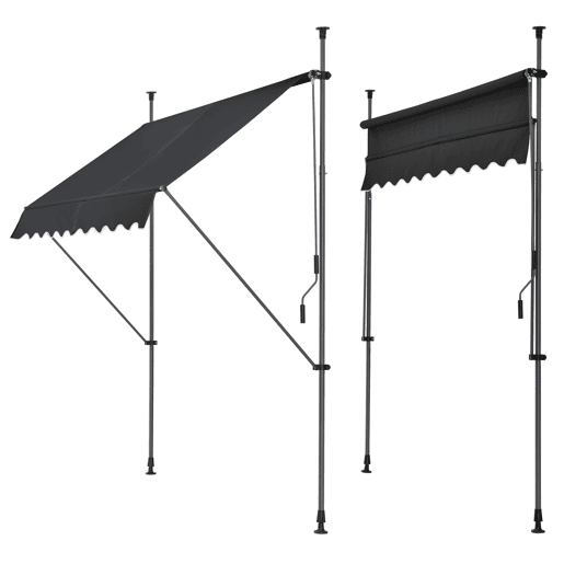 Toldo articulado com varas telescópicas 250 x 120 x 220-309 cm Preto pro.tec
