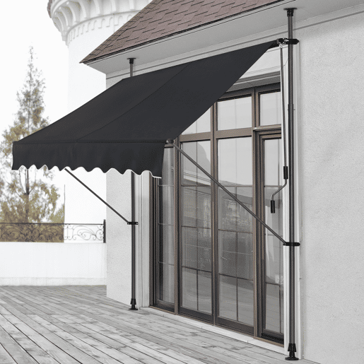 Toldo articulado com varas telescópicas 250 x 120 x 220-309 cm Preto pro.tec