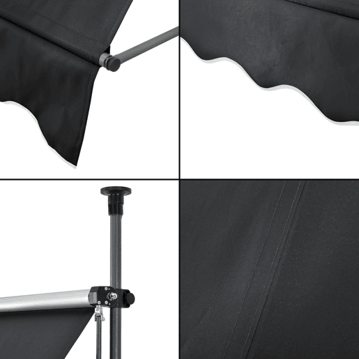 Toldo articulado com varas telescópicas 250 x 120 x 220-309 cm Preto pro.tec
