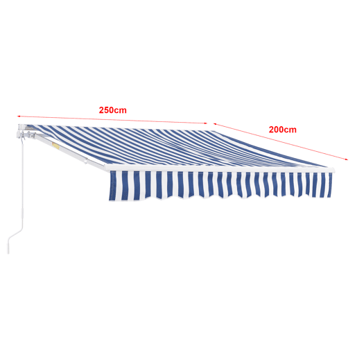 Toldo Articulado Bitonto Retráctil Manual 250 x 200 cm Azul e Branco en.casa