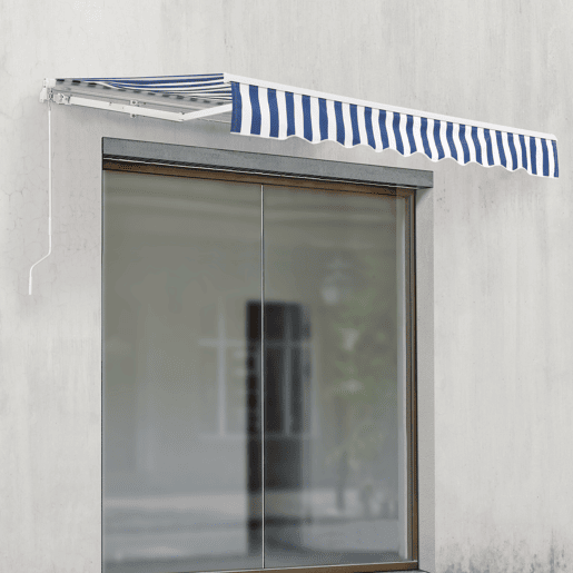 Toldo Articulado Bitonto Retráctil Manual 250 x 200 cm Azul e Branco en.casa