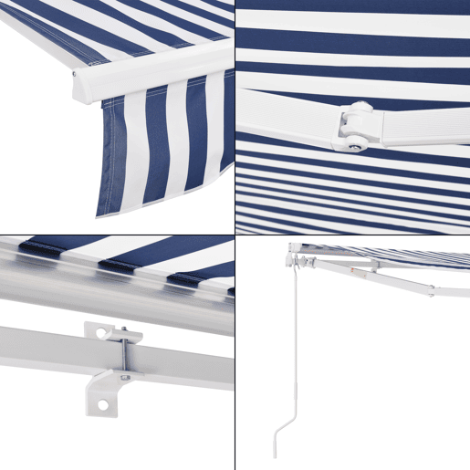 Toldo Articulado Bitonto Retráctil Manual 250 x 200 cm Azul e Branco en.casa