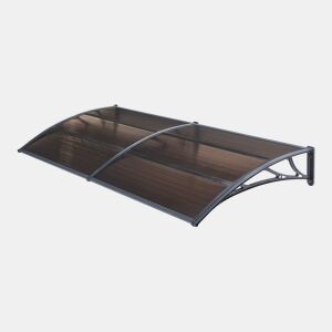 Toldo exterior Mellerud para portas com proteção policarbonato  plástico 240 x 100 cm - Preto e castanho en.casa