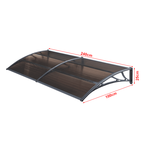 Toldo exterior Mellerud para portas com proteção policarbonato plástico 240 x 100 cm - Preto e castanho en.casa Toldo exterior Mellerud para portas com proteção policarbonato plástico 240 x 100 cm - Preto e castanho en.casa