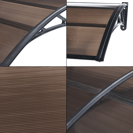 Toldo exterior Mellerud para portas com proteção policarbonato plástico 240 x 100 cm - Preto e castanho en.casa Toldo exterior Mellerud para portas com proteção policarbonato plástico 240 x 100 cm - Preto e castanho en.casa