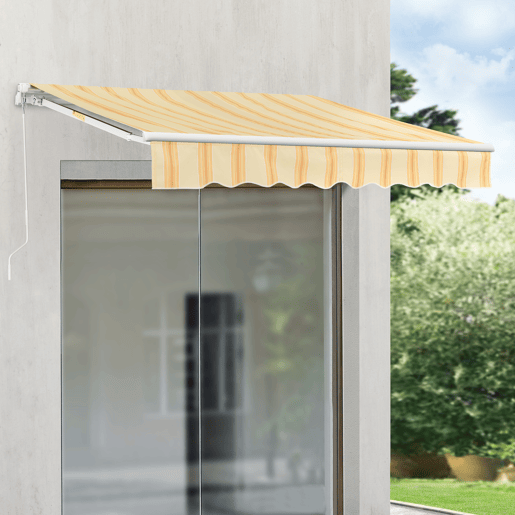 Toldo Articulado Bitonto Retráctil Manual 300 x 250 cm Amarelo e Branco en.casa