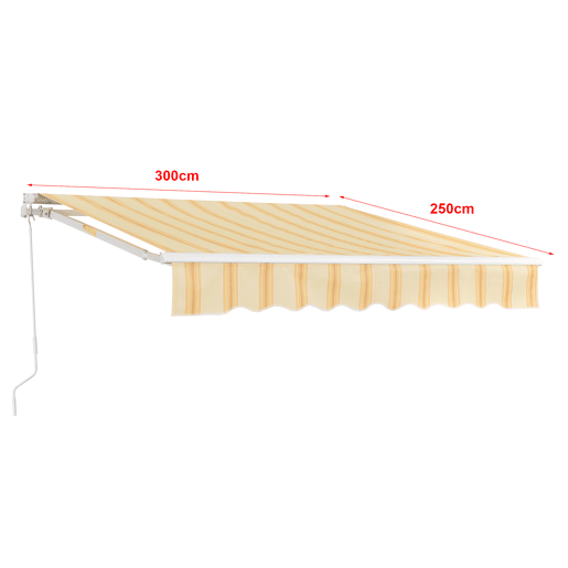 Toldo Articulado Bitonto Retráctil Manual 300 x 250 cm Amarelo e Branco en.casa