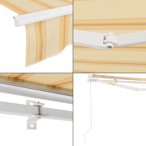 Toldo Articulado Bitonto Retráctil Manual 300 x 250 cm Amarelo e Branco en.casa