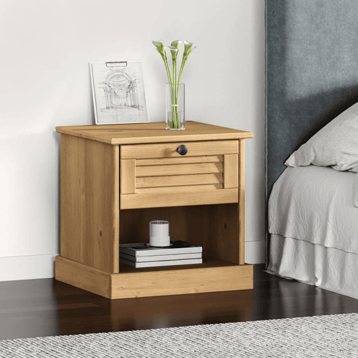 vidaXL Mesa de cabeceira VIGO 42x35x42 cm madeira de pinho maciça