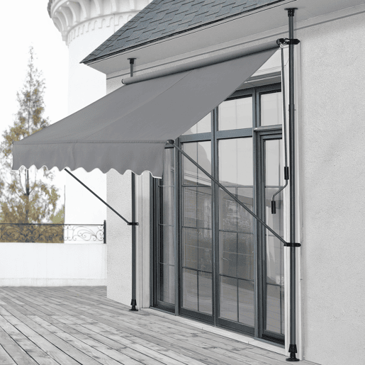 Toldo articulado com varas telescópicas 200 x 120 x 220-309 cm Cinzento médio pro.tec
