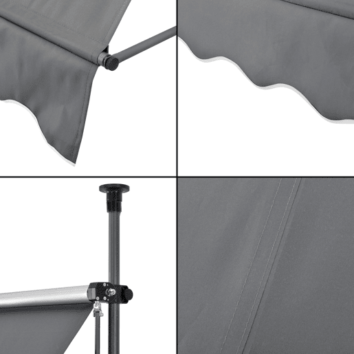 Toldo articulado com varas telescópicas 200 x 120 x 220-309 cm Cinzento médio pro.tec