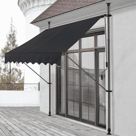 Toldo articulado com varas telescópicas 400 x 120 x 220-309 cm Preto pro.tec