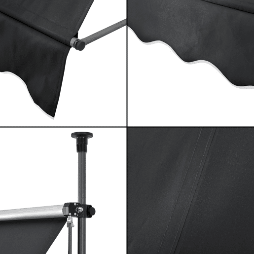 Toldo articulado com varas telescópicas 150 x 120 x 220-309 cm Preto pro.tec