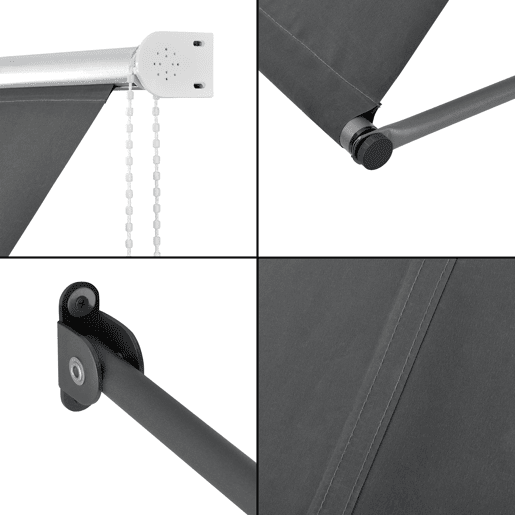 Toldo de aço extensível para terraço exterior Málaga 150 x 120 cm - Cinzento pro.tec