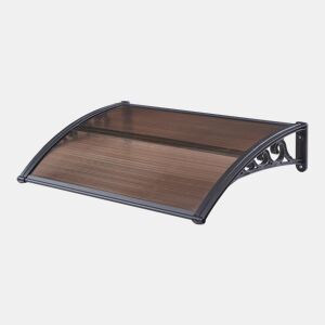 Toldo exterior Mellerud para portas com proteção policarbonato plástico 100 x 60 cm - Preto e castanho en.casa