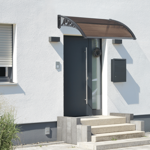 Toldo exterior Mellerud para portas com proteção policarbonato  plástico 100 x 60 cm - Preto e castanho en.casa