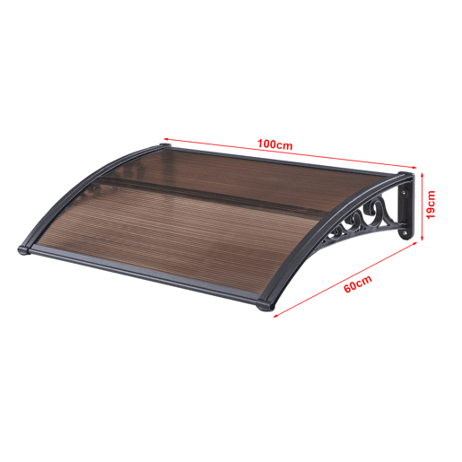 Toldo exterior Mellerud para portas com proteção policarbonato  plástico 100 x 60 cm - Preto e castanho en.casa